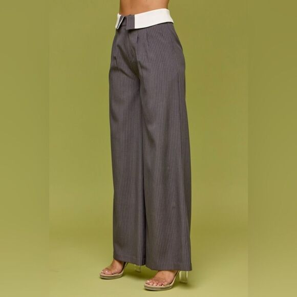 Pin Stripe Vest and Pant Suit Set- Charcoal - Picture 6 of 9